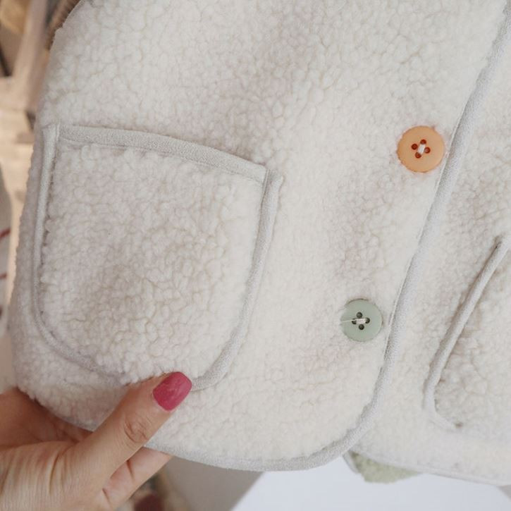 Prsluci Dječji pamučni štipaljke Jesen Zima Novi topli dječaci Djevojčice Prekrasan kaput Kamizol s okruglim ovratnikom i džepom s gumbima Gornja odjeća