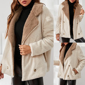 Jachete de iarnă pentru femei Haine de iarnă marimi mari Jachete de femei ocazional de iarnă haină de pluș cu revere din lână de miel