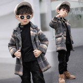 2021. Jesen Zima Vuneni dugi kaput za dječake Modni elegantni dječji gornji kaputi Pamučno podstavljeni zadebljani Topla dječja odjeća Odjeća