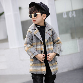 2021 Αγόρια Φθινοπωρινό Χειμώνας Μάλλινο Μακρύ Παλτό Μόδα Κομψά Παιδικά Πανωφόρια Βαμβακερά με βαμβακερή επένδυση Πυκνώνουν Ζεστά παιδικά ρούχα Ρούχα