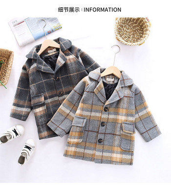 2021 Αγόρια Φθινοπωρινό Χειμώνας Μάλλινο Μακρύ Παλτό Μόδα Κομψά Παιδικά Πανωφόρια Βαμβακερά με βαμβακερή επένδυση Πυκνώνουν Ζεστά παιδικά ρούχα Ρούχα