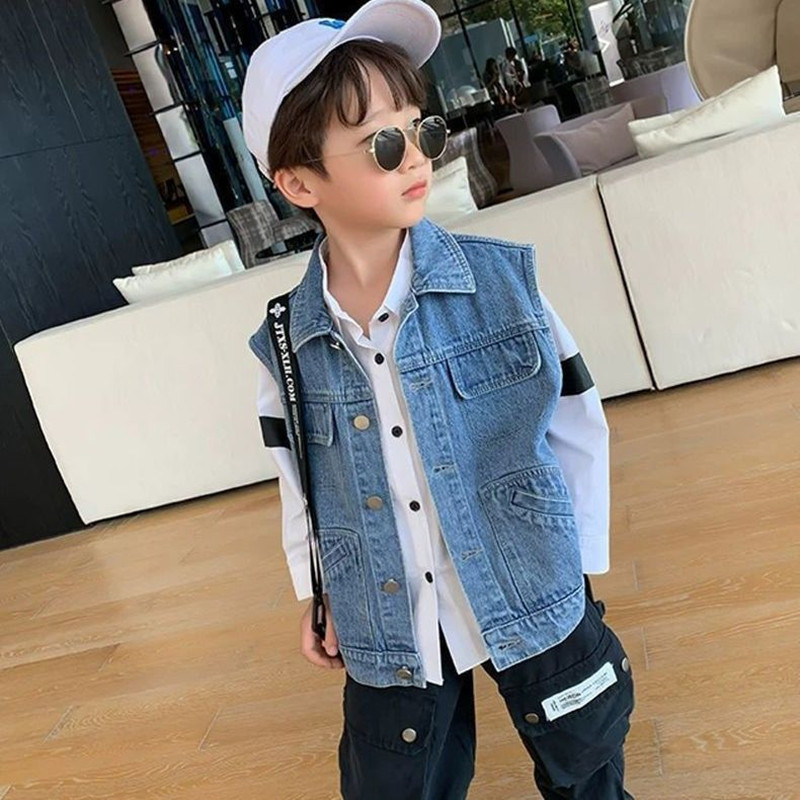 2023 noi copii din blugi talie haină vestă pentru bebeluși băieți haine pentru copii vestă pentru băieți din desene animate