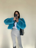 Jachetă groasă de blană artificială, toamnă iarnă, pentru femei, șic, cu mânecă lungă, cu mânecă lungă, păroasă, haină de blană de pluș, îmbrăcăminte