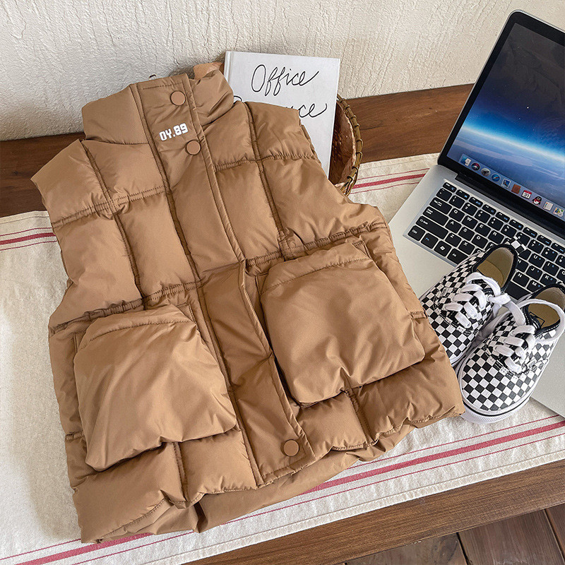 Vestă Îmbrăcăminte Copii Toamnă Iarnă Coreeană Îngroșare Bumbac Noi Băieți Fete Buzunar cu butoane Căldură Casual Confortabil