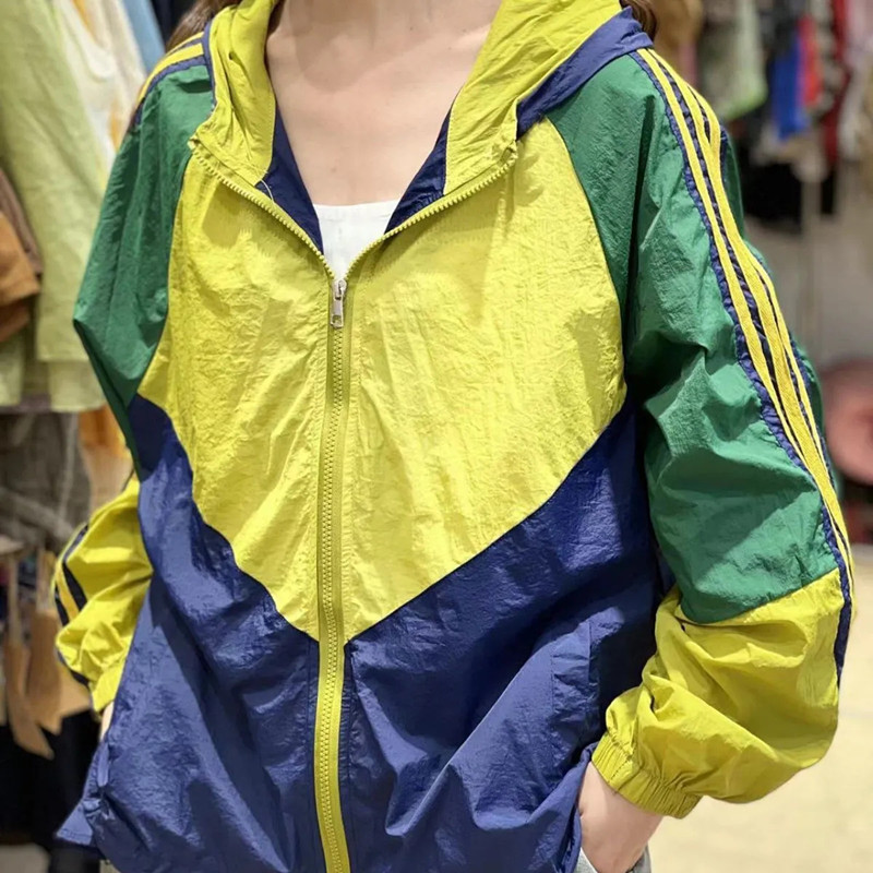 Ljetna vjetrovka s kapuljačom Ženske ležerne jakne Tanke duge rukave, šik ulična odjeća, kaput, patentni zatvarač, gornja odjeća u kontrastnoj boji