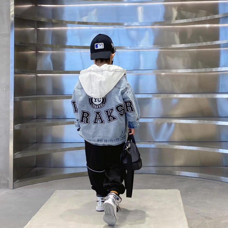 Jachete de blugi pentru băieți, de primăvară, toamnă, 2023, pentru copii, cu glugă, haine de exterior