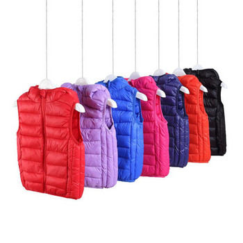 Топла памучна жилетка за момчета и момичета Детска жилетка Детски връхни дрехи Зимни палта с качулка Детски дрехи за възраст 3-12 години
