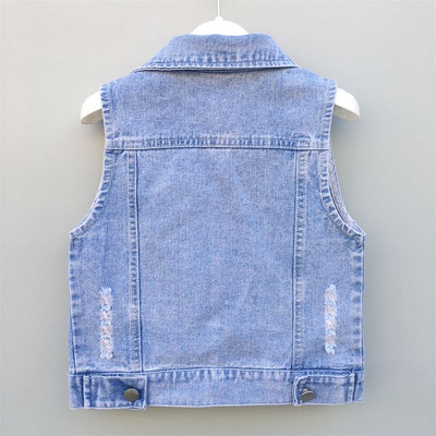Vestă de blugi pentru copii, băieți, jachetă de jeans fără mâneci, primăvară, toamnă, pentru copii, vestă de blugi, ocazională, haină subțire din bumbac solid pentru fete