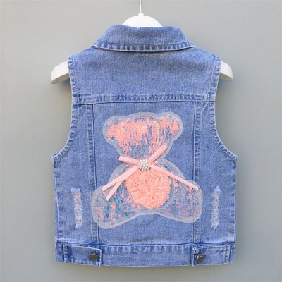 Vestă de blugi pentru copii, băieți, jachetă de jeans fără mâneci, primăvară, toamnă, pentru copii, vestă de blugi, ocazională, haină subțire din bumbac solid pentru fete