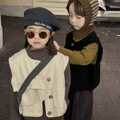 Dječji prsluk 2023. Proljeće Jesen Novi za dječake i djevojčice Jednobojni retro ležerni prsluk s jednostavnim nepravilnim gumbima Ležerni prsluk za djecu