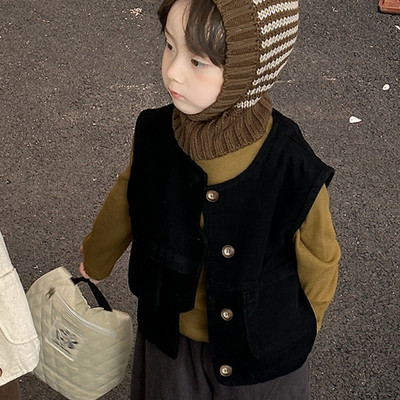 Dječji prsluk 2023. Proljeće Jesen Novi za dječake i djevojčice Jednobojni retro ležerni prsluk s jednostavnim nepravilnim gumbima Ležerni prsluk za djecu