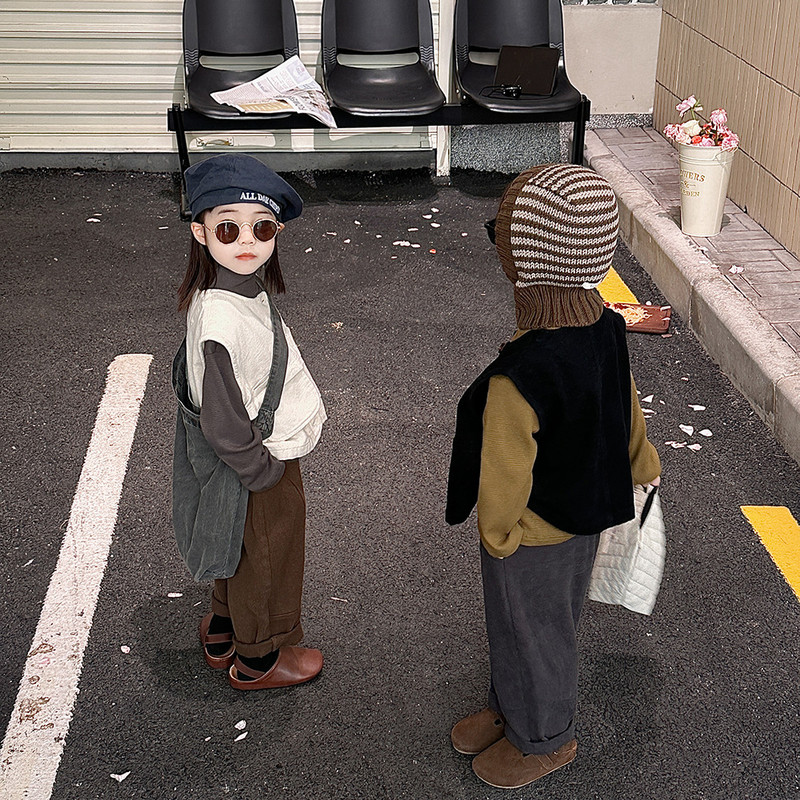 Dječji prsluk 2023. Proljeće Jesen Novi za dječake i djevojčice Jednobojni retro ležerni prsluk s jednostavnim nepravilnim gumbima Ležerni prsluk za djecu