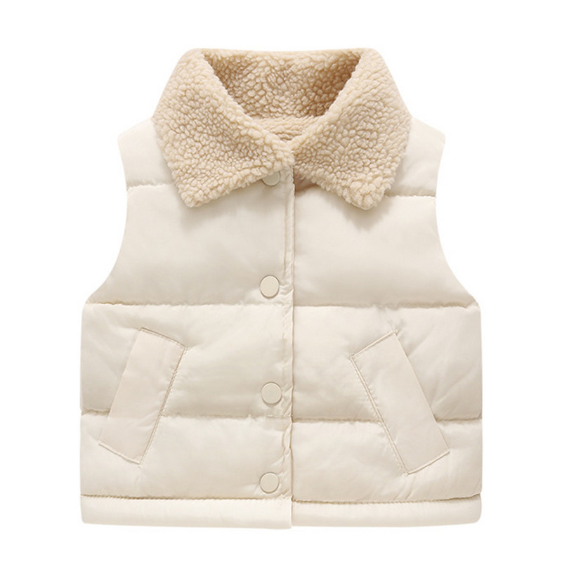Ziemas vilnas bērnu apģērbi zēniem zīdaiņu meiteņu apģērbi mazuļiem, biezi vienkrāsaini nolaižami apkakles dūnu veste 1-8 gadu vecuma bērniem, meiteņu apģērbi