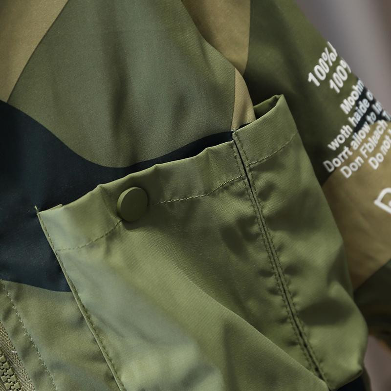 2023. gada jauns bērnu apģērbs zēnu jakas ar kapuci ar garām piedurknēm pavasara rudens modes ikdienišķa stila maskēšanās topi ar rāvējslēdzēju