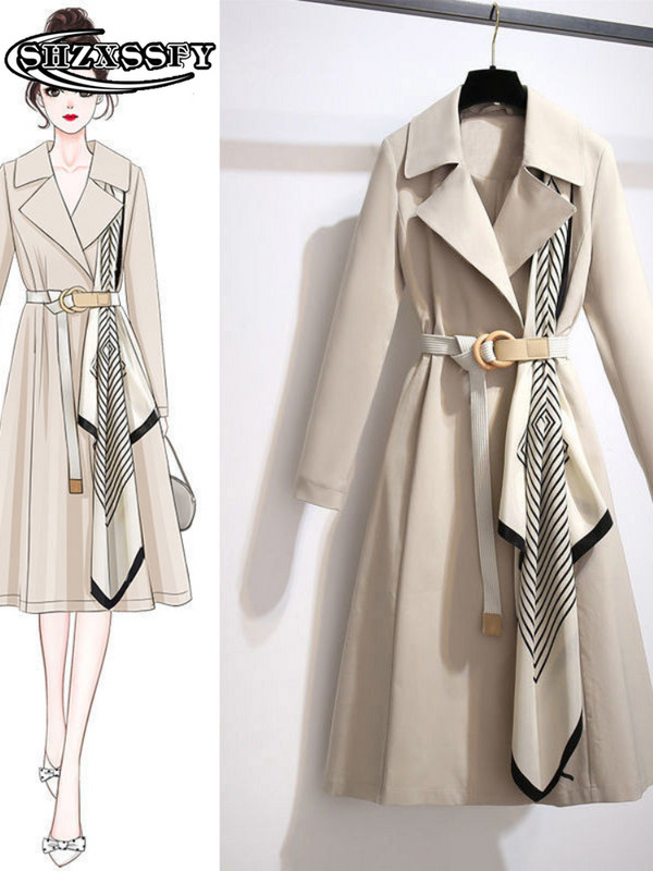 Ženske modne vjetrovke Novi široki ženski dugi trenč kaput Ležerni remen i tanki temperament Ženska odjeća jesen 2021.