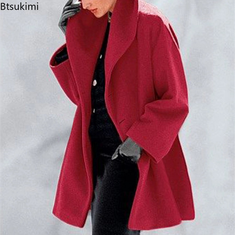 2023 Ženska topla pamučna puhasta jakna Jednobojna jesen-zima Ženska vunena trenč jakna Kaput Uski dugi kaput Široka jakna Ženska