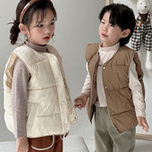 Toamnă iarnă băieți fete veste calde pentru copii modă simplă versatilă pentru copii vestă din bumbac vestă vestă în aer liber rezistentă la vânt pentru copii