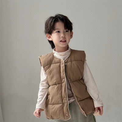 Toamnă iarnă băieți fete veste calde pentru copii modă simplă versatilă pentru copii vestă din bumbac vestă vestă în aer liber rezistentă la vânt pentru copii