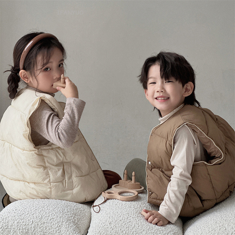 Toamnă iarnă băieți fete veste calde pentru copii modă simplă versatilă pentru copii vestă din bumbac vestă vestă în aer liber rezistentă la vânt pentru copii
