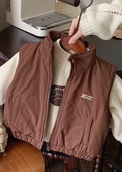 Prsluk Kaput Zimska Dječja Odjeća Košulja s patentnim zatvaračem Osobnost za dječake Svestrana pamučna odjeća Zadebljanje Uprljani vez