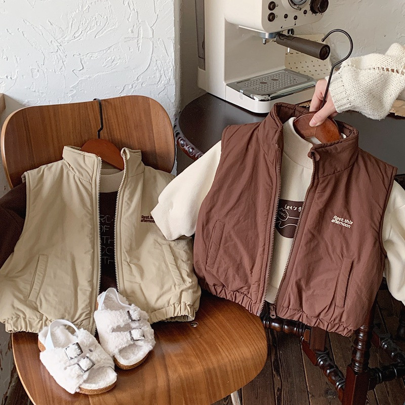 Prsluk Kaput Zimska Dječja Odjeća Košulja s patentnim zatvaračem Osobnost za dječake Svestrana pamučna odjeća Zadebljanje Uprljani vez