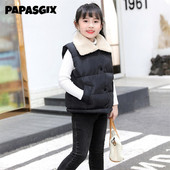 Vestă din bumbac cu puf pentru copii, căptușită cu lână, pentru băieți și fete, îmbrăcăminte exterioară pentru bebeluși, vestă, toamnă, iarnă, cardigan cu rever, haină caldă