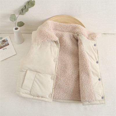 Vestă din bumbac cu puf pentru copii, căptușită cu lână, pentru băieți și fete, îmbrăcăminte exterioară pentru bebeluși, vestă, toamnă, iarnă, cardigan cu rever, haină caldă
