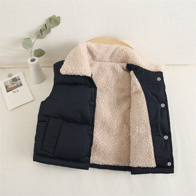 Vestă din bumbac cu puf pentru copii, căptușită cu lână, pentru băieți și fete, îmbrăcăminte exterioară pentru bebeluși, vestă, toamnă, iarnă, cardigan cu rever, haină caldă