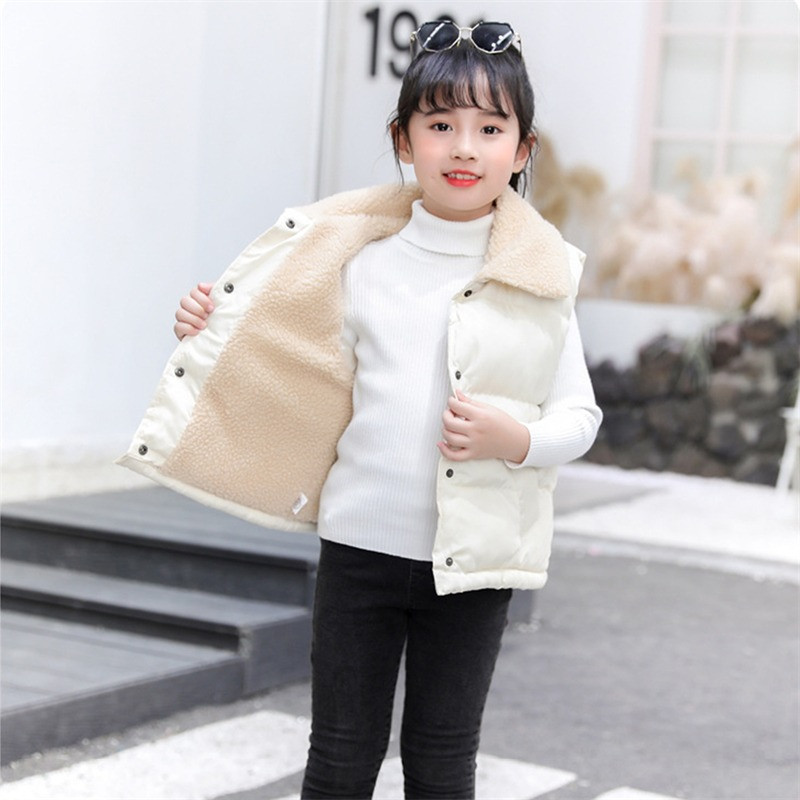 Vestă din bumbac cu puf pentru copii, căptușită cu lână, pentru băieți și fete, îmbrăcăminte exterioară pentru bebeluși, vestă, toamnă, iarnă, cardigan cu rever, haină caldă