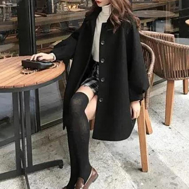 Palton de iarnă la modă, cu nasturi, rever supradimensionat, haină anti-păsătură, cardigan, pardesiu de iarnă pentru muncă