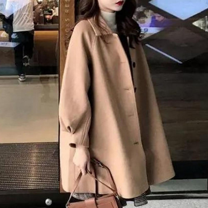 Palton de iarnă la modă, cu nasturi, rever supradimensionat, haină anti-păsătură, cardigan, pardesiu de iarnă pentru muncă