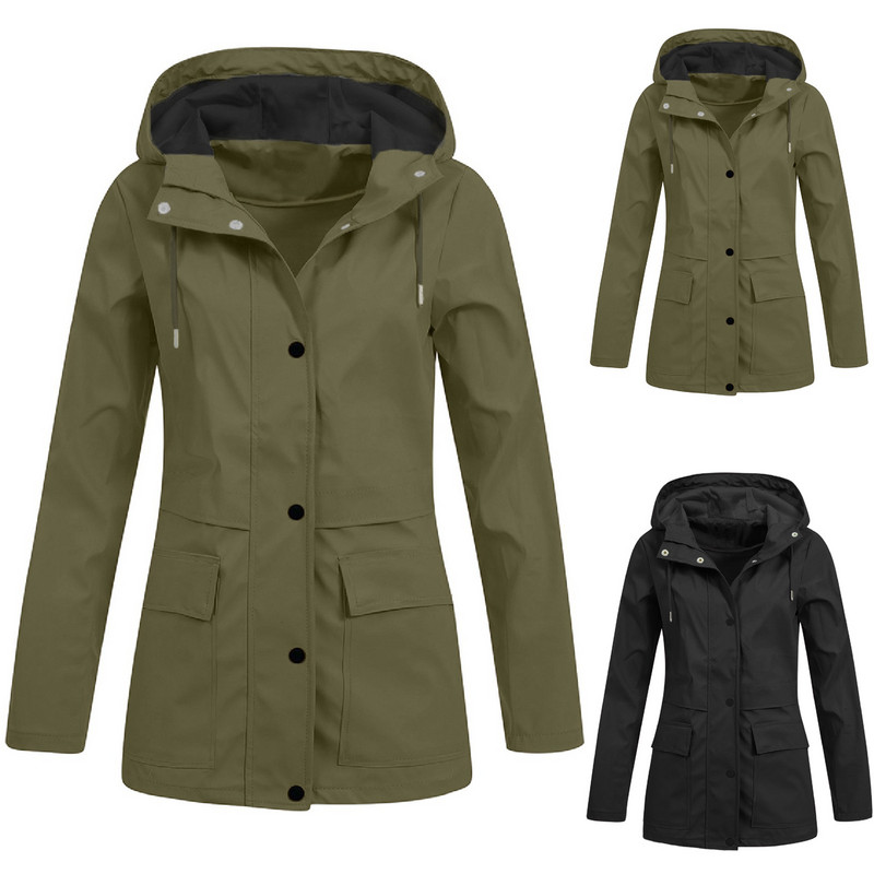 Cele mai vândute haine de iarnă Jachete pentru femei, ocazional, haină cu fermoar, haină cu mânecă lungă, buzunar cu glugă, haină lăcată 여성가을의류