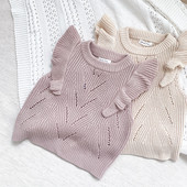 Jauki bērnu meiteņu džemperi ar volāniem, trikotāžas veste 2021, bērni, meitene, cieta, bez piedurknēm, džemperi, džemperi, bērnu veste, rudens