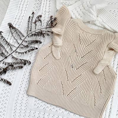 Jauki bērnu meiteņu džemperi ar volāniem, trikotāžas veste 2021, bērni, meitene, cieta, bez piedurknēm, džemperi, džemperi, bērnu veste, rudens