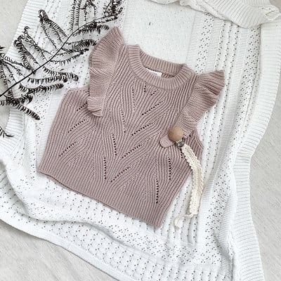 Jauki bērnu meiteņu džemperi ar volāniem, trikotāžas veste 2021, bērni, meitene, cieta, bez piedurknēm, džemperi, džemperi, bērnu veste, rudens