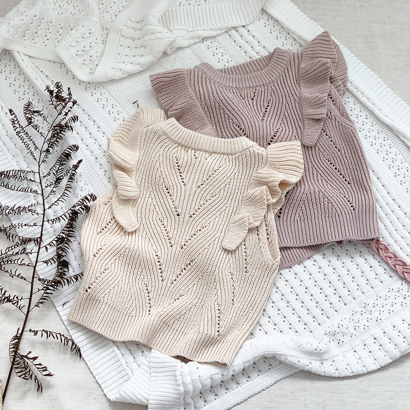 Jauki bērnu meiteņu džemperi ar volāniem, trikotāžas veste 2021, bērni, meitene, cieta, bez piedurknēm, džemperi, džemperi, bērnu veste, rudens