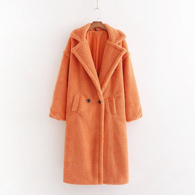 2023 m. žiemos Naujas palaidas avienos vilnos paltas Teddy vilnos didelis atvartas ilgas pliušinis paltas medvilninis paltas