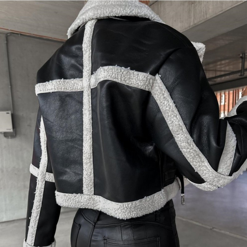 Kratki kaput od imitacije janjećeg flisa Ženske zimske tople jakne od spojene kože Ženska gornja odjeća dugih rukava Vrhunska modna ulična odjeća