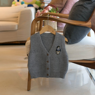 Πλεκτό γιλέκο για αγόρια 12M-5Y Βρεφικό γιλέκο πουλόβερ άνοιξη και φθινόπωρο Αγορικό γιλέκο αρκουδάκι με λαιμόκοψη V
