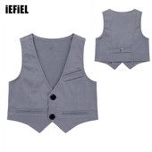 Vestă cu un singur piept pentru copii, băieți, cu gât în V, pentru petrecerea de nuntă