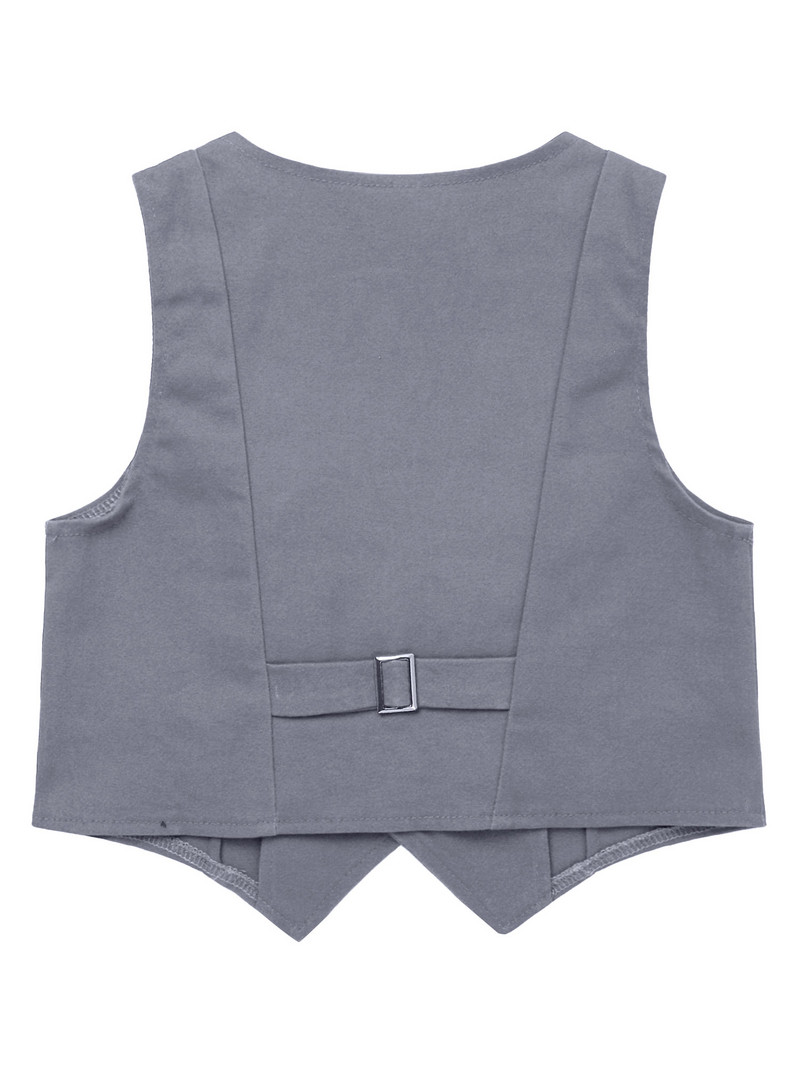 Vestă cu un singur piept pentru copii, băieți, cu gât în V, pentru petrecerea de nuntă