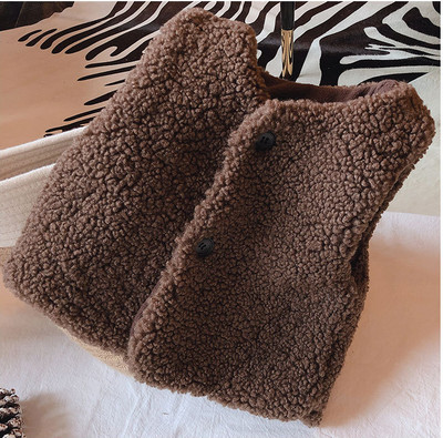 Prsluk Dječaci Djevojčice Janjetina Kašmir Topla jesen Okrugli ovratnik Zima Nova dječja odjeća Bez rukava Pamuk Mekano dugme