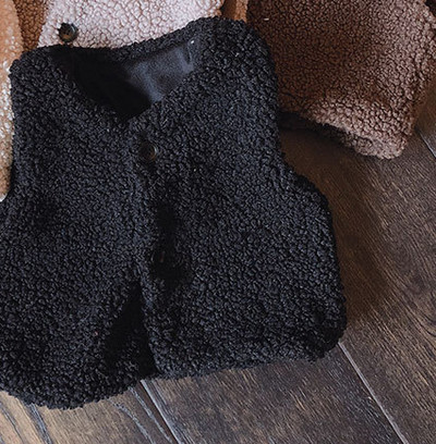 Prsluk Dječaci Djevojčice Janjetina Kašmir Topla jesen Okrugli ovratnik Zima Nova dječja odjeća Bez rukava Pamuk Mekano dugme