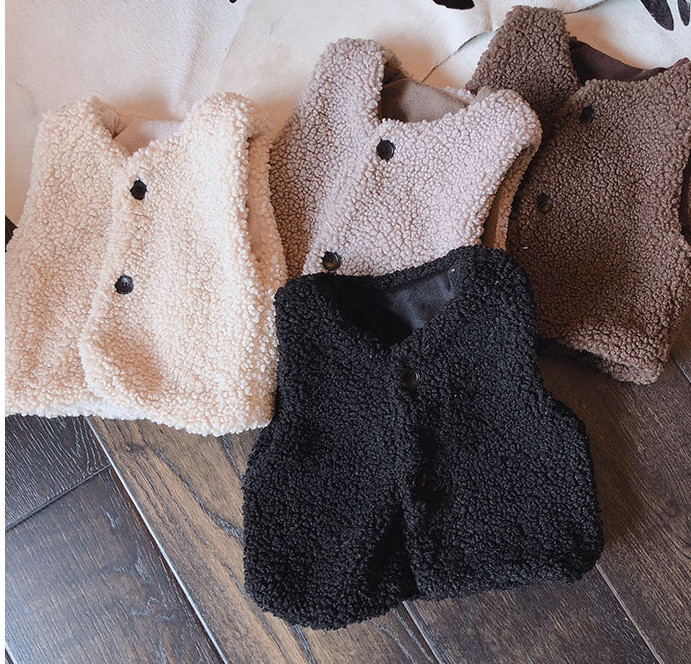 Prsluk Dječaci Djevojčice Janjetina Kašmir Topla jesen Okrugli ovratnik Zima Nova dječja odjeća Bez rukava Pamuk Mekano dugme