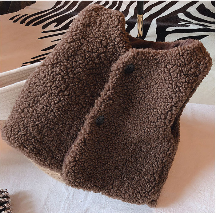 Prsluk Dječaci Djevojčice Janjetina Kašmir Topla jesen Okrugli ovratnik Zima Nova dječja odjeća Bez rukava Pamuk Mekano dugme