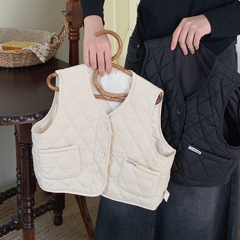 Dječji prsluk 2023. Zimski, za dječake i djevojčice, korejski stil, jednobojni prošiveni pamučni prsluk s velikim džepovima, mekani, udobni, topli dječji prsluk