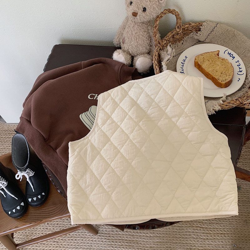 Dječji prsluk 2023. Zimski, za dječake i djevojčice, korejski stil, jednobojni prošiveni pamučni prsluk s velikim džepovima, mekani, udobni, topli dječji prsluk