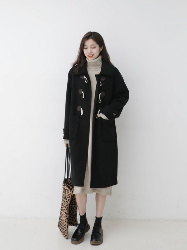 Vintage kruasāna tvīda mētelis sievietēm, vidēja garuma jauns, biezinātas vilnas mētelis 2023. gada rudens un ziemas sieviešu mēteļi ziemai