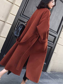 Palton pentru femei din tweed cu legături largi peste Jachete în stil midi Palton de iarnă pentru femei Jachete Trenciuri Îmbrăcăminte coreeană pentru femei