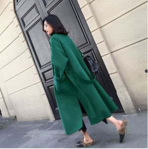 Palton pentru femei din tweed cu legături largi peste Jachete în stil midi Palton de iarnă pentru femei Jachete Trenciuri Îmbrăcăminte coreeană pentru femei